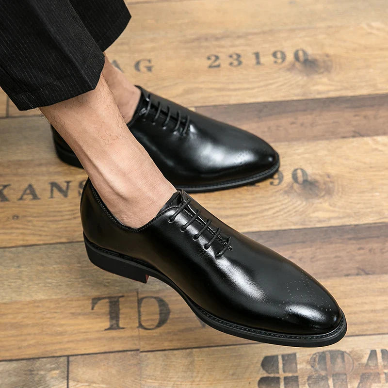 Men's Red Sole Brogue Dress Shoes – Classic Wingtip Formal Leather Footwear