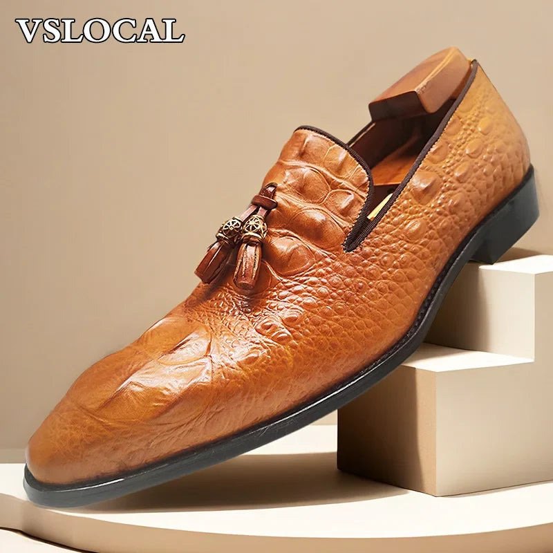 Luxury Men's Loafers Shoes Black Brown Tassel Loafers Slip On Casual Mens Dress Shoes Wedding Office Leather Shoes Men