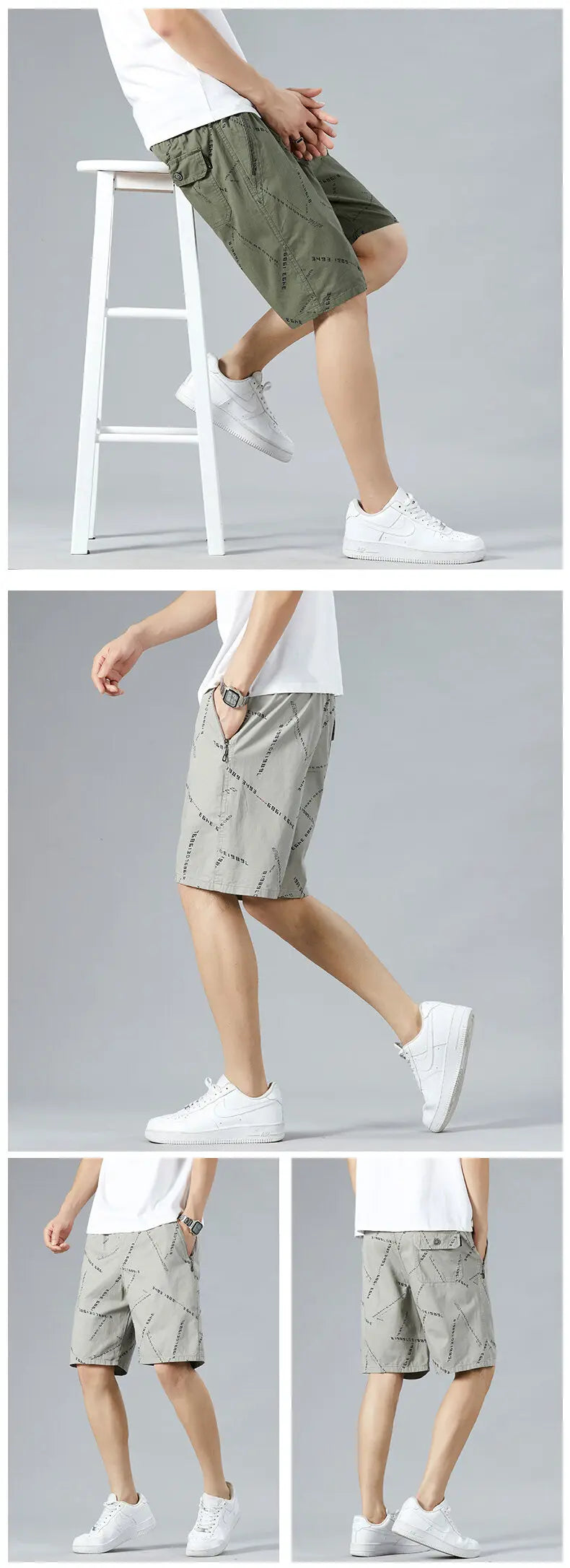 Men's Elastic Waist Sweat Shorts Relaxed Fit Mens Cargo Shorts Casual Gym Shorts Drawstring Cotton Shorts