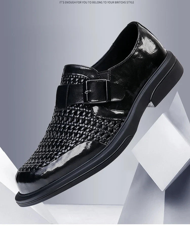 Breathable Hallow Business Leather Shoes for Men Buckle Designer Black Fashion Casual Shoe Male Summer British Elegant Shoes Man