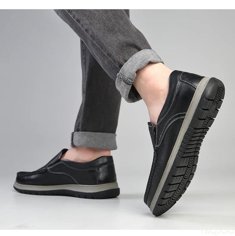 Men's High Quality Genuine Leather Loafers Handmade Men Shoes Moccasins Walking Men Flats Casual Male Work Shoes Homme Zapatos