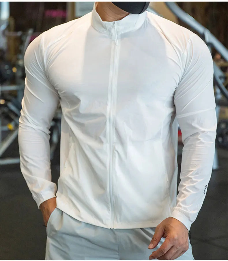 Men's Running Training Elastic Coat Outerwear Gym Tights Jacket Outdoor Cycling Sweatshirt Dry Fit Breathable Compression Tops