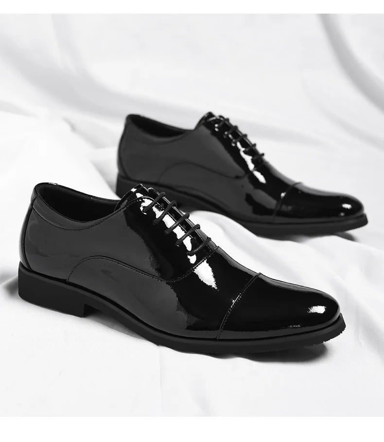 Korean Black White Leather Shoes for Men Big Size Business Casual Shoes Male Spring Autumn Lace Designer Fashion Shoe Man