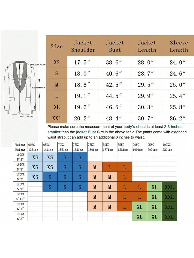 Men's slim-fitting 2-piece suit set, including a luxurious party jacket and pants, perfect for weddings, gatherings, and other f