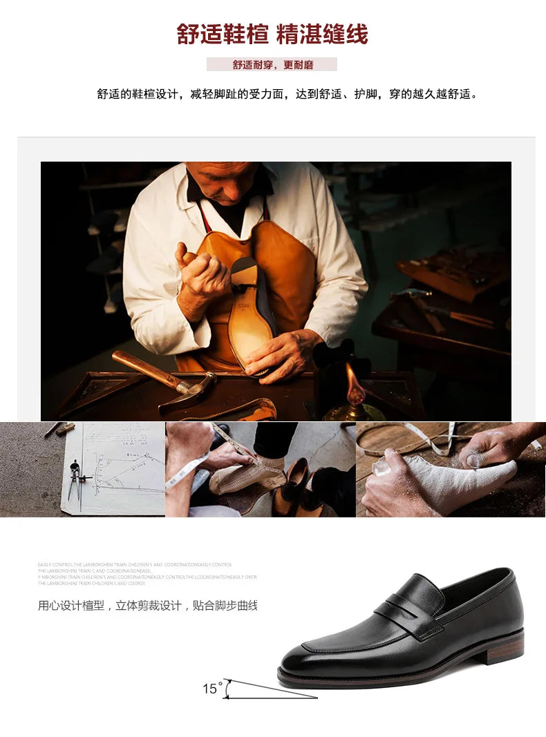 Loafer Shoes For Men Genuine Leather Mens Shoes Driving Shoes Leisure Business Lazy Shoes Plus Size 37-47