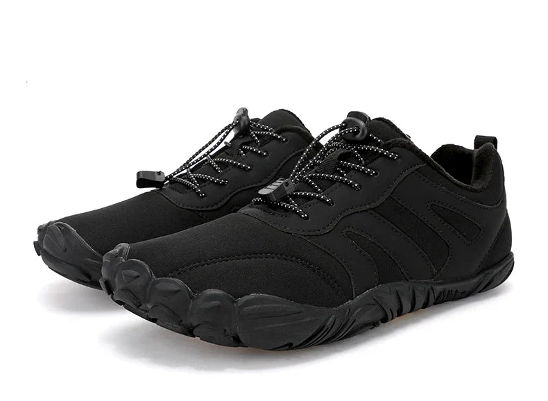 Men's Winter Warm Barefoot Shoes Waterproof Wide Toe Non-Slip Rubber Sole Plush Lined Hiking Shoes Outdoor Sneakers Running Shoe