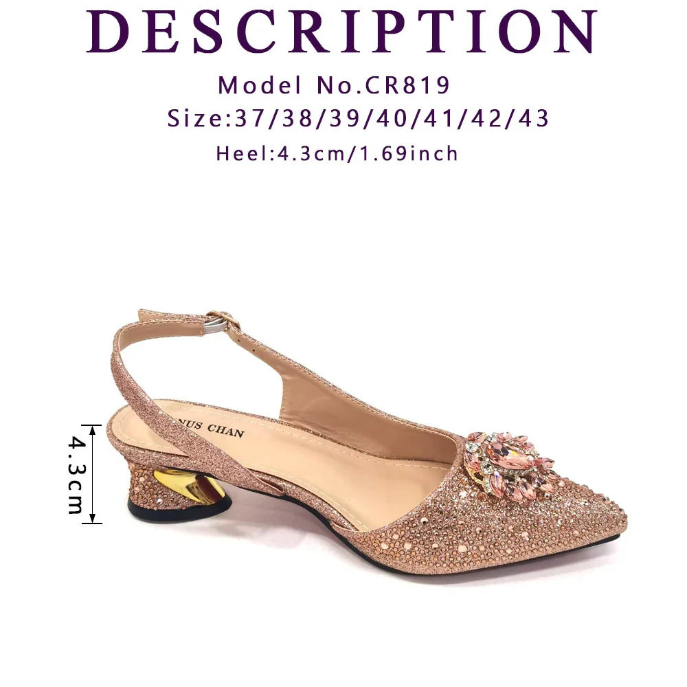 Hollow Design Women Shoes Matching Bag in Champagne Color Mature for Party