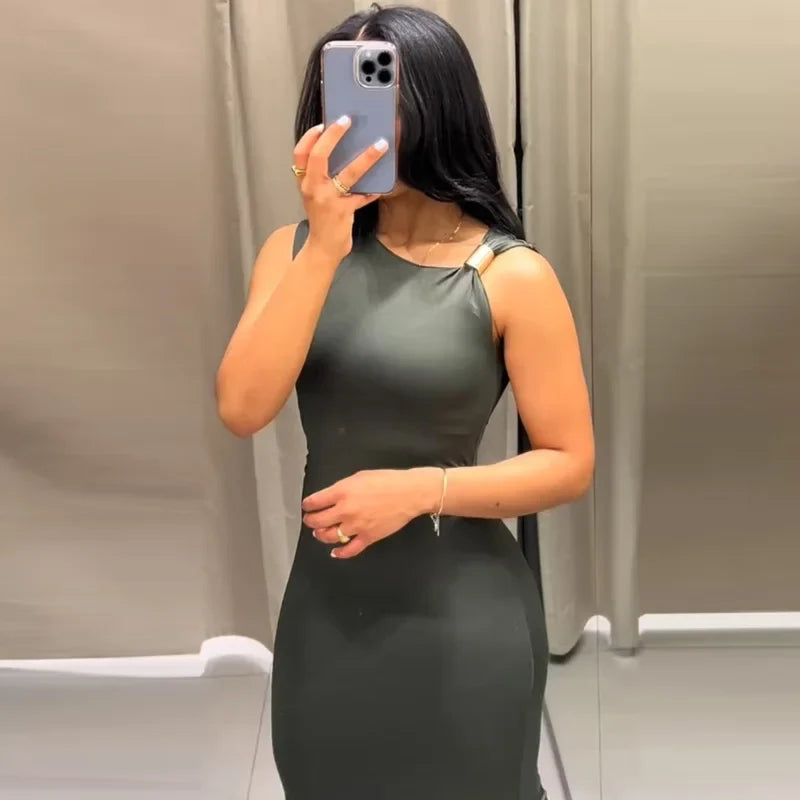 Womens Ruffled Bodycon Dresses Green Black Dress Summer Woman Sexy  Sleeveless Long Dresses Asymmetric Corset Vestidos 066