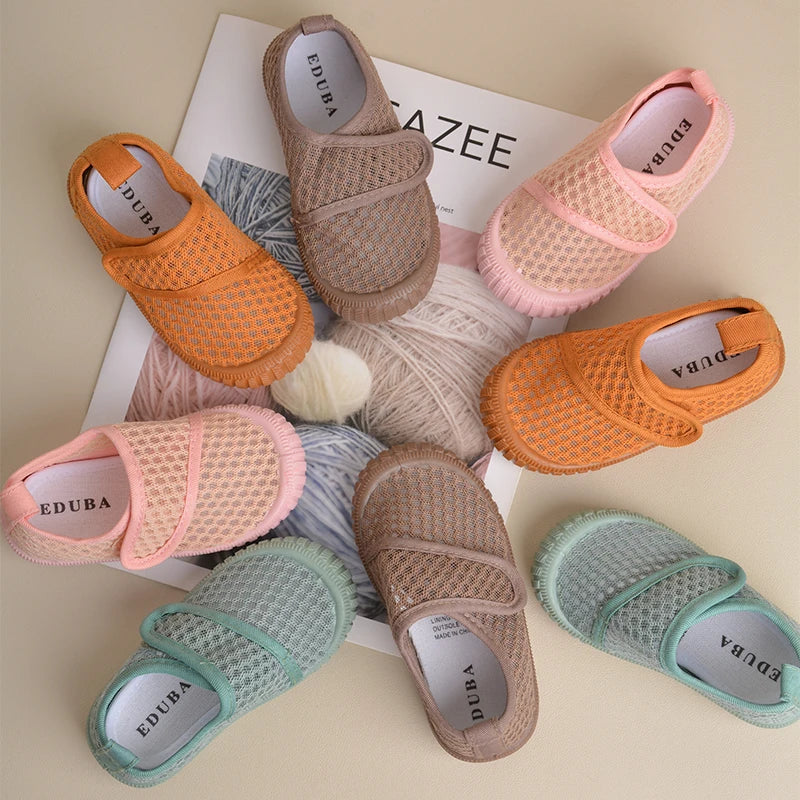 Light Colored Kids Mesh Flat Sneakers  Spring Summer Toddlers Daily Breathable Soft Durable Outdoor  Shoes EY8237