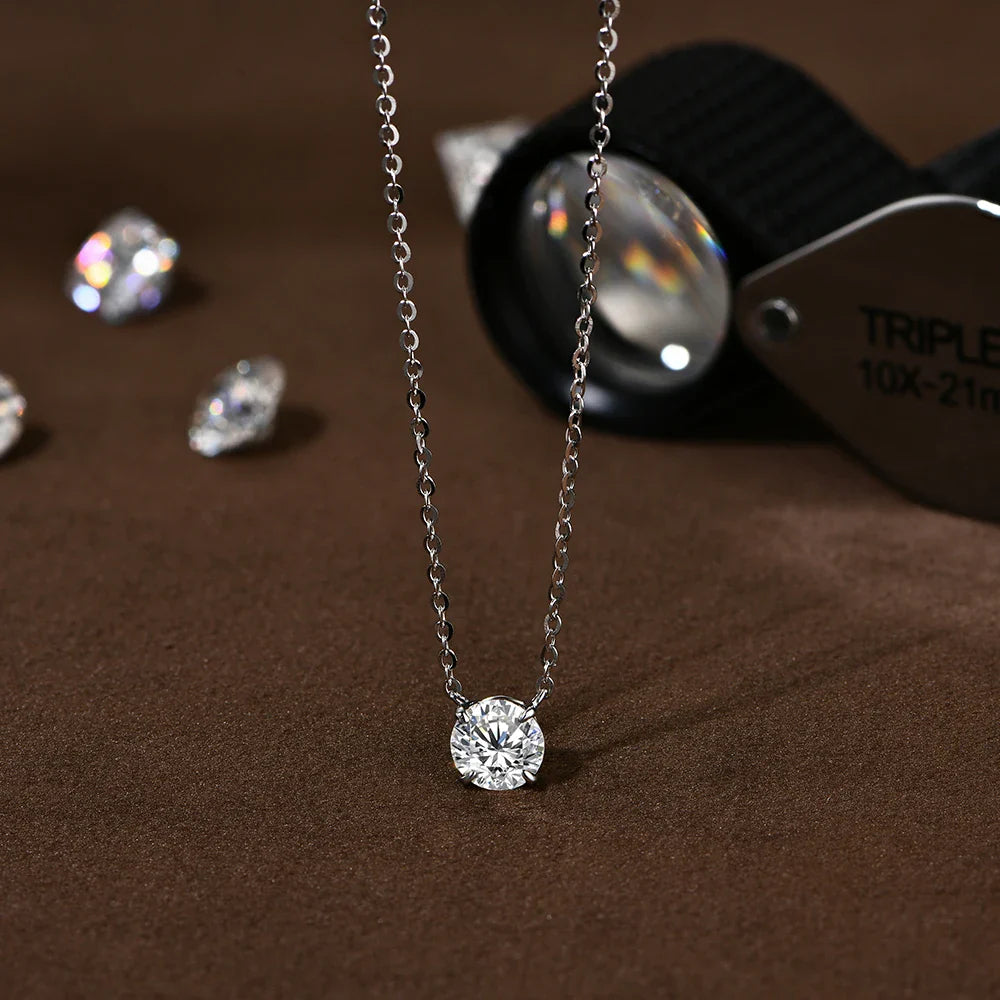 Necklace For Woman Pendant Moissanite Diamond 6.5mm 1CT 925 Silver Necklace For Women Chains Party Bridal Fine Jewelry