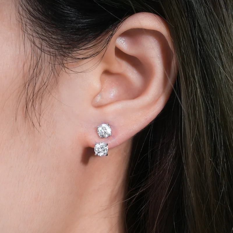 2 in 1 Pear Marquise Cut Moissanite Stud Earrings for Women S925 Silver Full Lab Diamond Dainty Pierced Ear Fine Jewelry