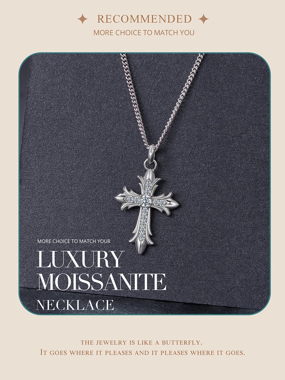Moissanite Cross Pendant Necklace 925 Sterling Silver O-Chain Vintage Arrow Neck Chain for Women Guarding Faith Gift