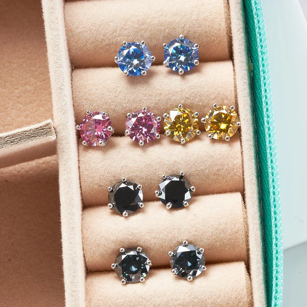 0.5-2ct Moissanite Screw Stud Earrings D Color 925 Sterling Silver Diamond Earrings For Women Wedding Fine Jewelry