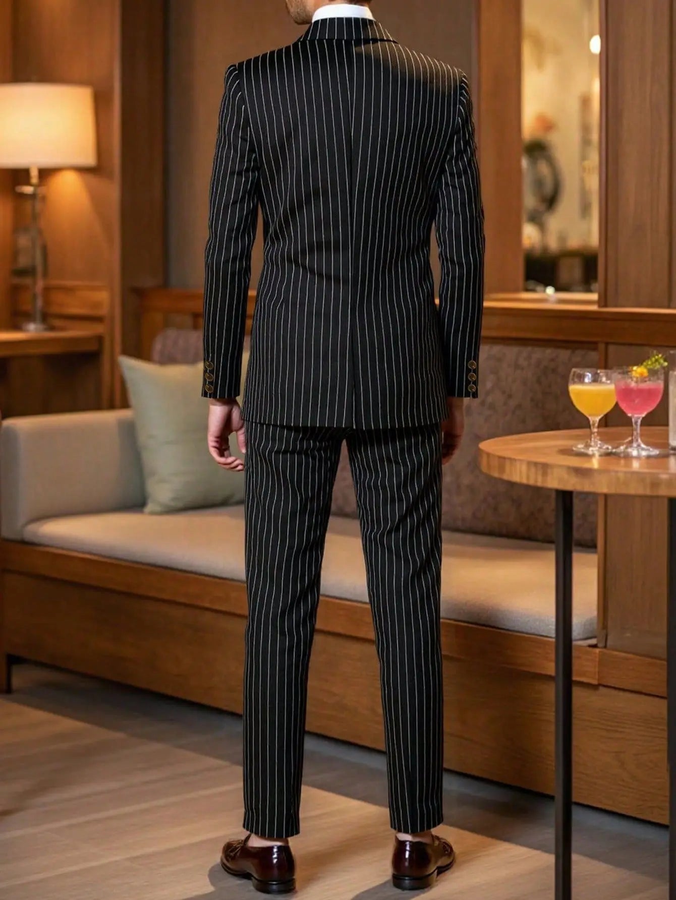 High-quality European and American Men's Clothing, Formal Suits with Stripes, Trousers for Business, Formal Dinners, Weddings