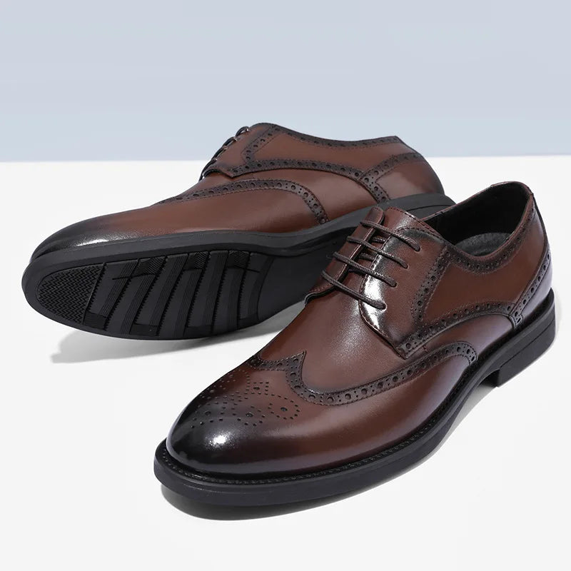 British Style Shoes PU Leather Business Formal Lace Up Oxfords Footwear Loafers Breathable Comfort Wedding Shoes