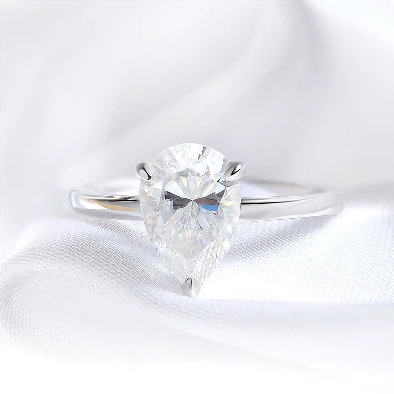 1-4CT Pear Cut Moissanite Solitaire Ring for Women Wedding Lab Diamond Band 100% 925 Sterling Silver Jewelry Wholesale