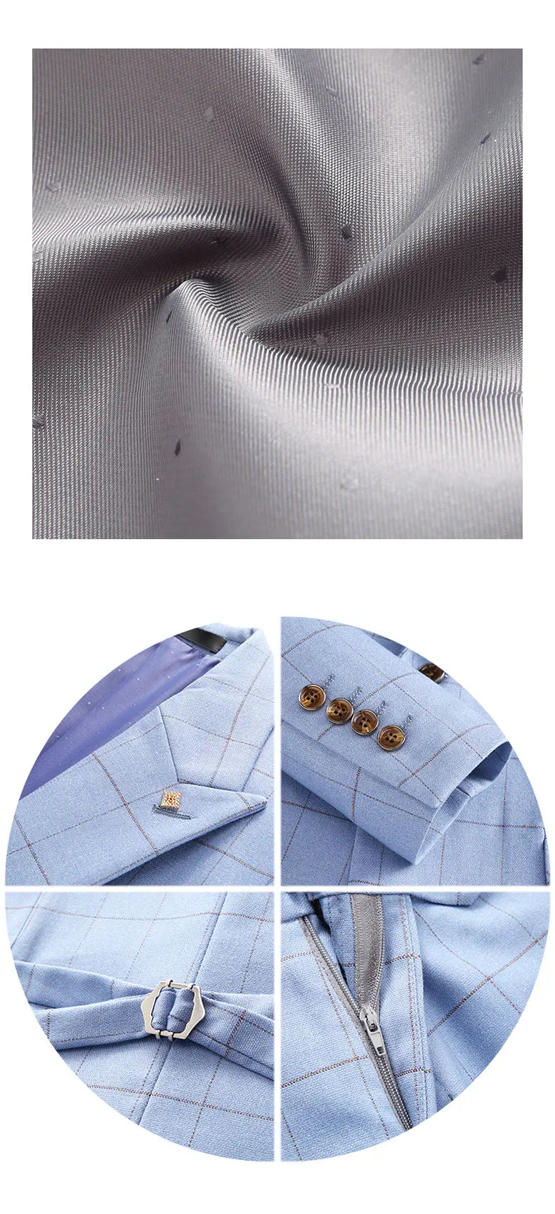 ( Jacket + Vest + Pants ) Fashion Boutique Plaid Mens Casual Business Suit Groom Wedding Dress Formal Slim Plaid Suit