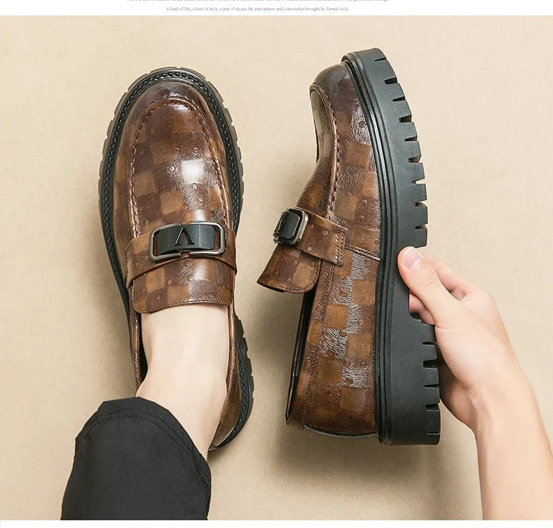 New Platform Men's Casual Shoes Comfortable Fashion Luxury Loafers Men's Leather Shoes Heightening Loafers Beans Driving Shoes