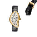 Medieval alien watches melt and twist y2k alien ladies and men Leather strap fashion advanced ins niche design quartz watch