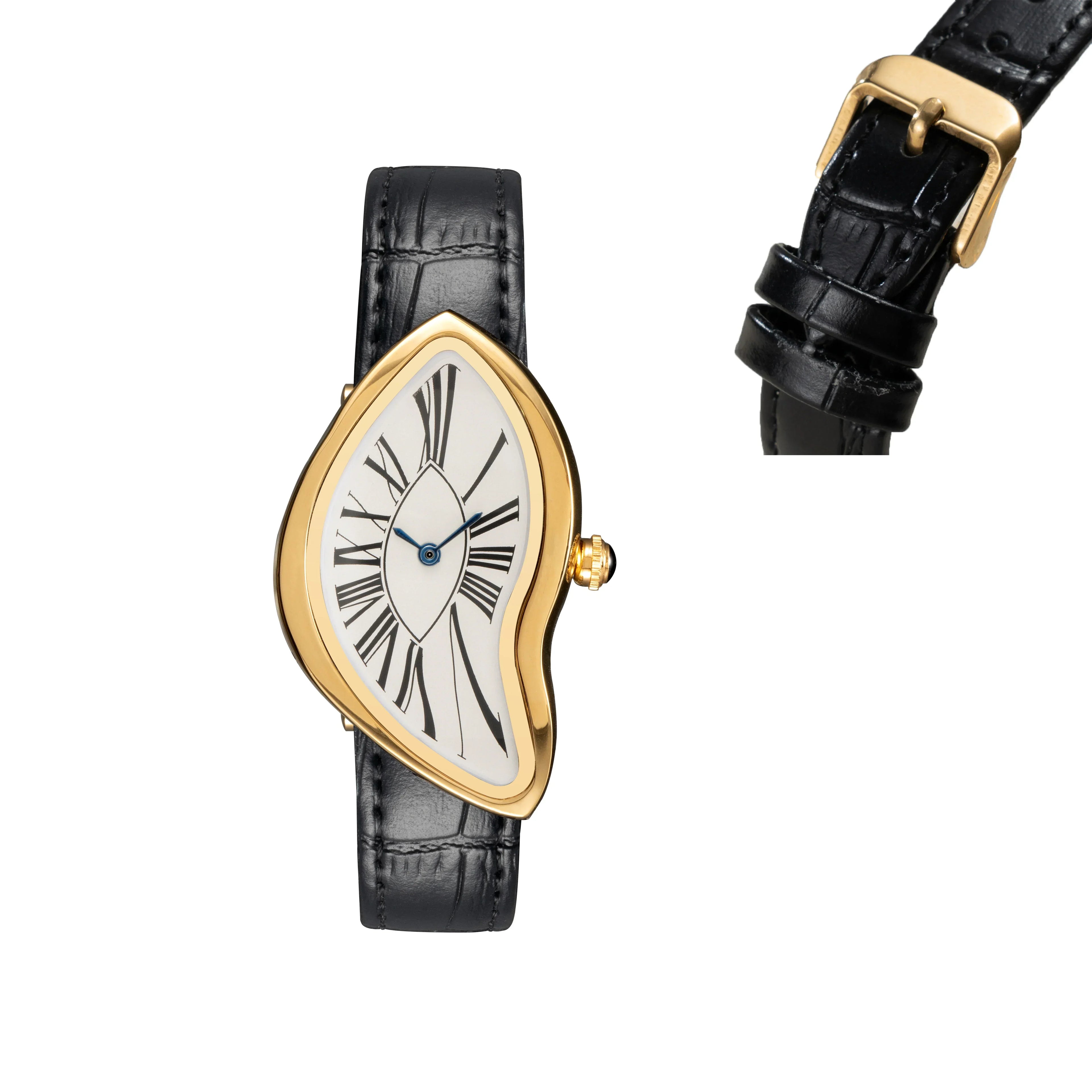 Medieval alien watches melt and twist y2k alien ladies and men Leather strap fashion advanced ins niche design quartz watch