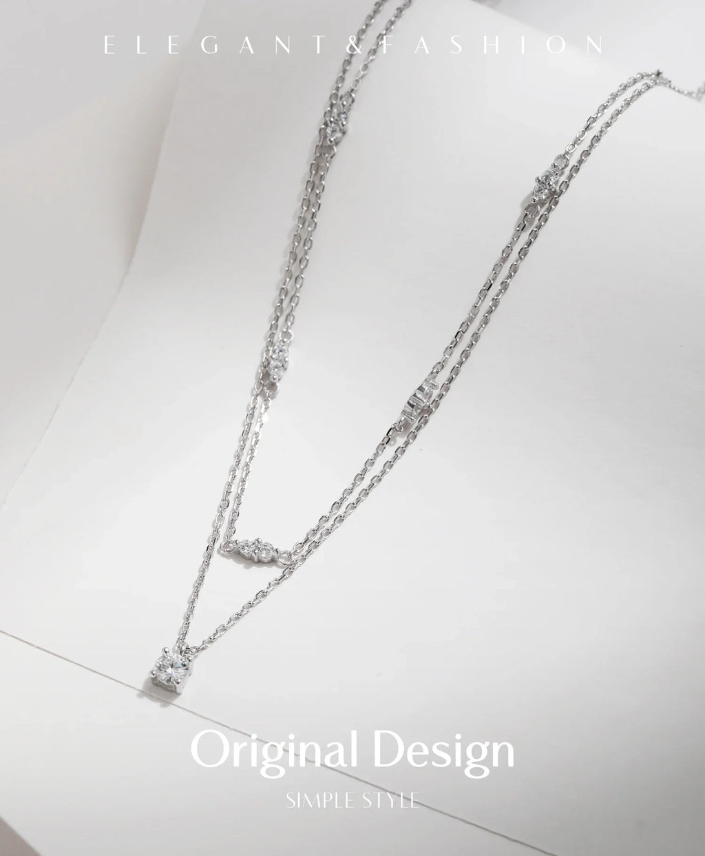 Moissanite D Color Double Layer Pendant Necklace 925 Sterling Silver Round Stylish Choker Necklace For Women Jewelry