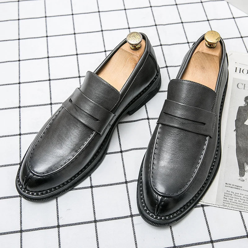Premium Silver Business Shoes Men's Oxford Shoes Leather Brand Loafers Slip on High Quality Wedding Loafers Soft Sole Dress Shoe