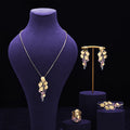 Trendy Link Chain Pendant Necklace Earring Set Gold Plated Cubic Zirconia Jewelry Sets Dubai Nigeria Women Wedding Accessories