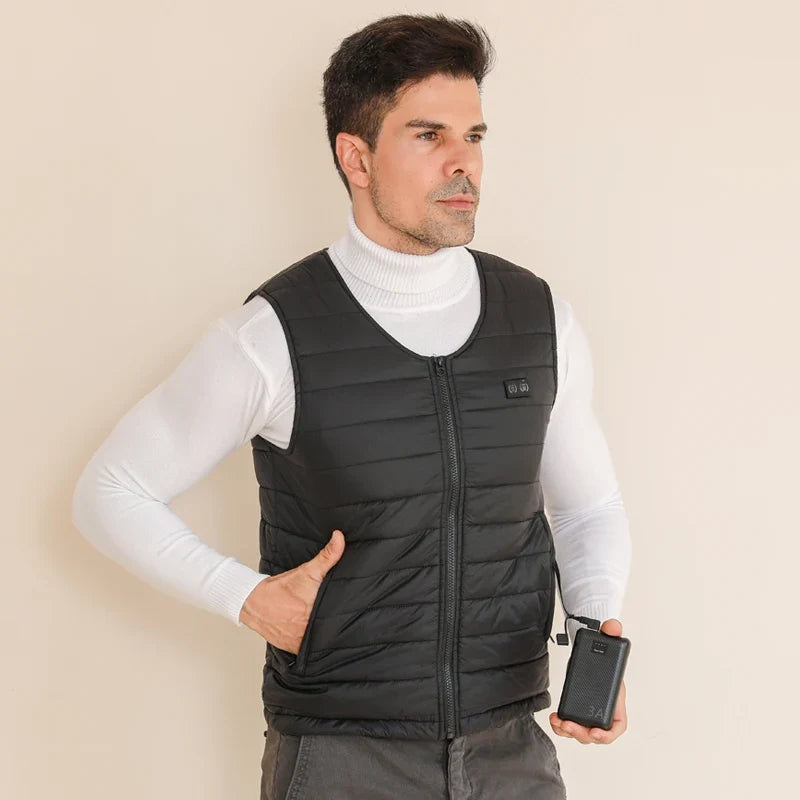 New Winter Unisex V-Neck 22 Zone Heat Resistant Warm Vest Middle-Aged And Elderly People Worn Both Inside And Outside Waistcoat