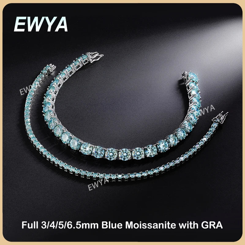 Luxury Real 3/4/5/6.5MM Full Champagne Blue Green Moissanite Tennis Bracelet for Men Women S925 All Red Diamond Bracelets