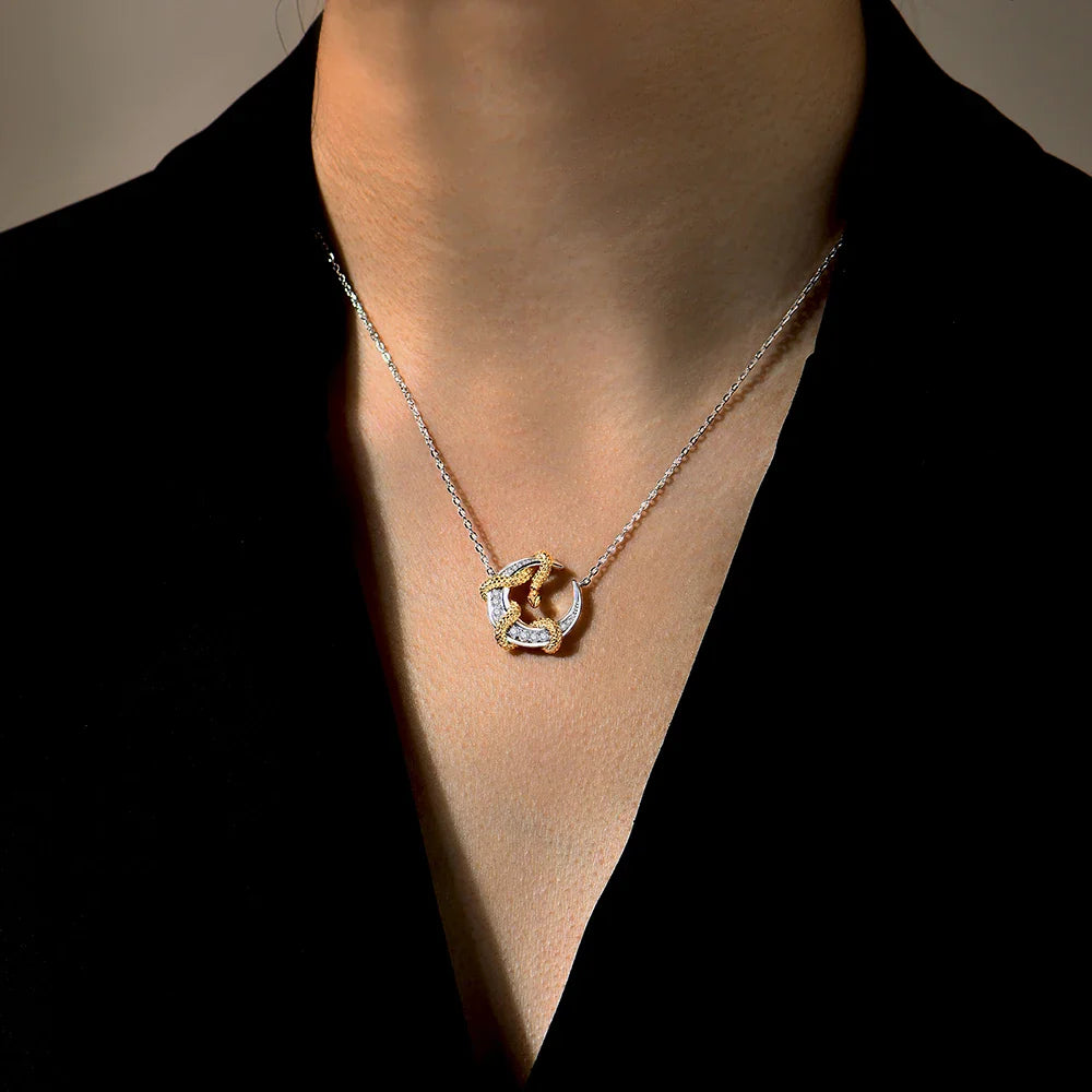 Luxury Moissanite Necklace With Moon Snake for Women S925 Sterling Silver lucky Birthday Party Engagement Jewelry Gift