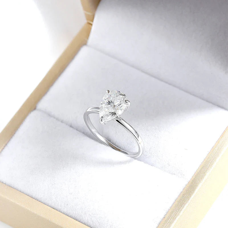 1-4CT Pear Cut Moissanite Solitaire Ring for Women Wedding Lab Diamond Band 100% 925 Sterling Silver Jewelry Wholesale