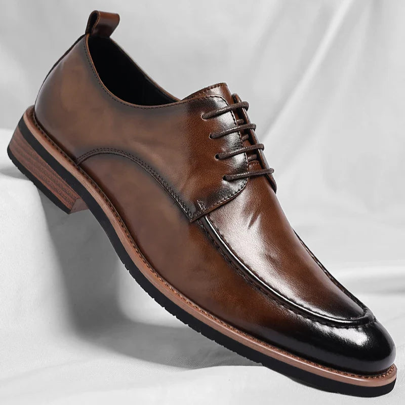 High Quality Male Oxford Shoes Leather Mens Casual Shoes Pointed Thick Bottom Business Brand Footwear Soft Comfortable Loafers