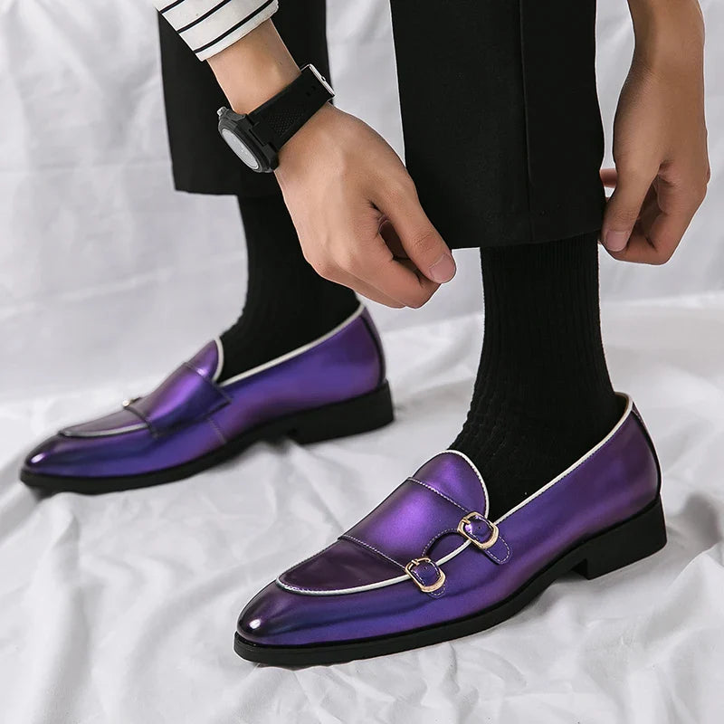 Men's Pointed Toe Formal Shoes – Purple Office Dress Shoes for Business & Events
