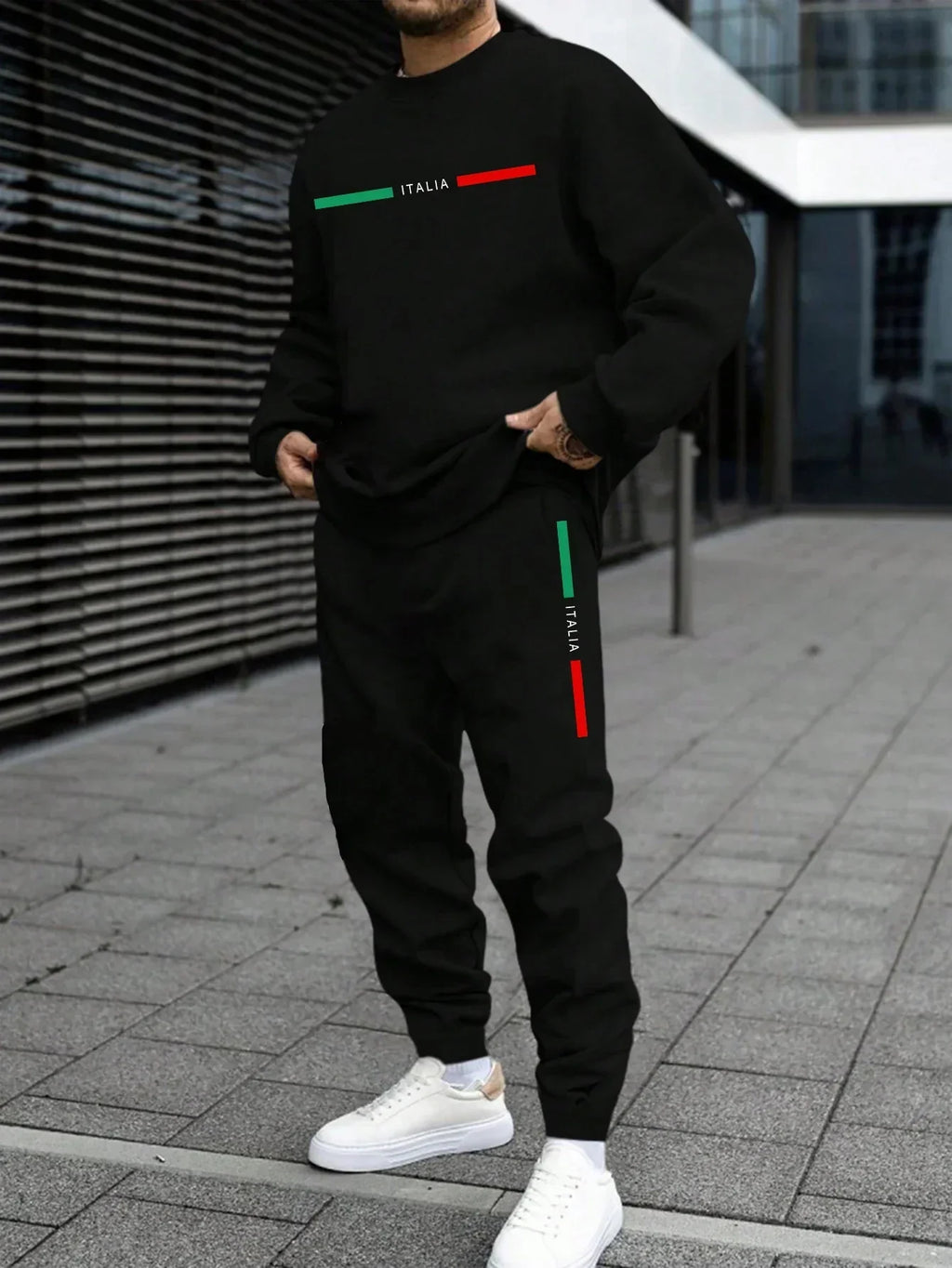 Autumn Mens Tracksuit Italy O Neck Sweatshirt Sweatpants Casual Sports Single Piece Tops Pants Man Clothing Hip Hop Streetwear