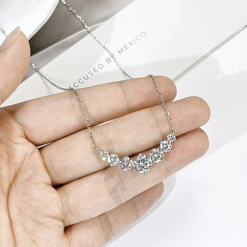 Sparkling 1.7/2.8/5cttw Full Moissanite Pendant Necklace for Women S925 Silver Plated 18K Gold Pass Diamond Test Necklaces