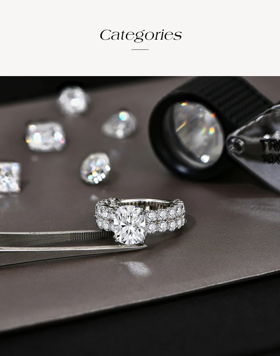 Luxury Cushion Cut 10*8mm Moissanite Diamond  Rings For  Women S925 Sterling Silver Engagement Jewelry Gift Top Quality
