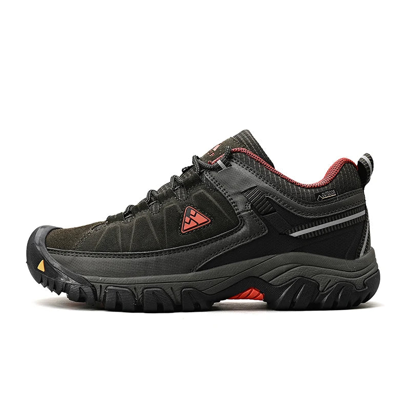 High Quality Men Hiking Shoes Durable Leather Climbing Shoes Outdoor Walking Sneakers Rubber Sole Factory Outlet