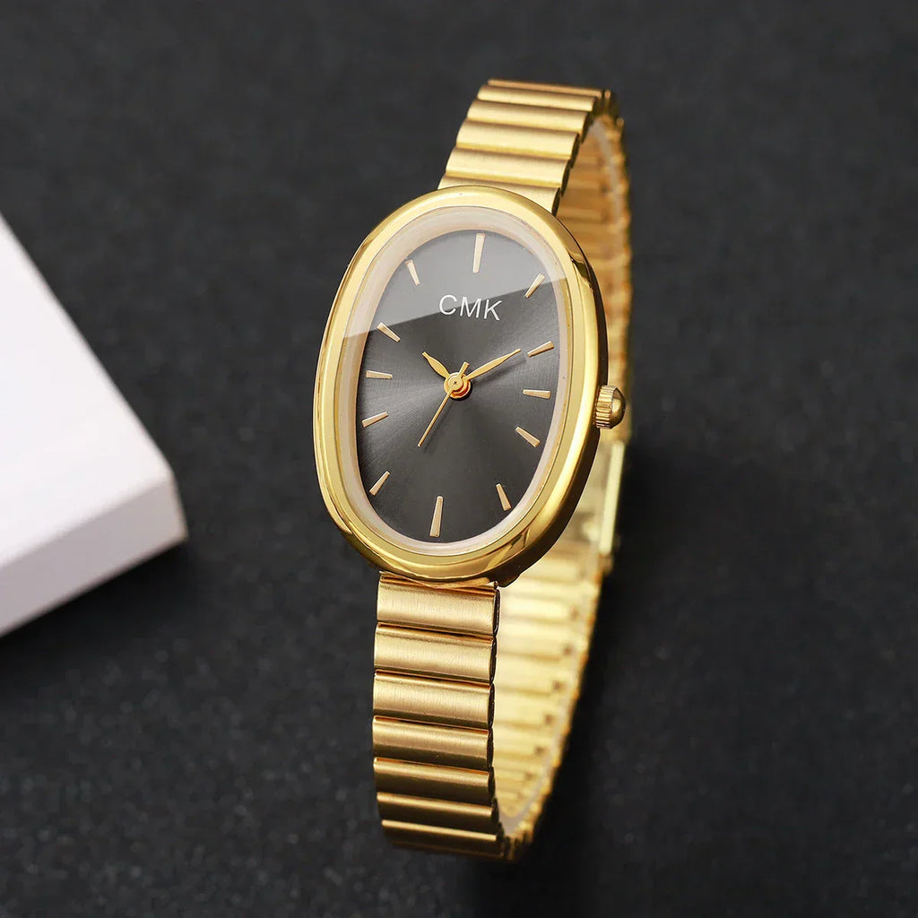 Fashion Oval Dial Women Watches Ultra-thin Strap Analog Quartz Wristwatch Girls Clock Reloj Mujer（Without Box）