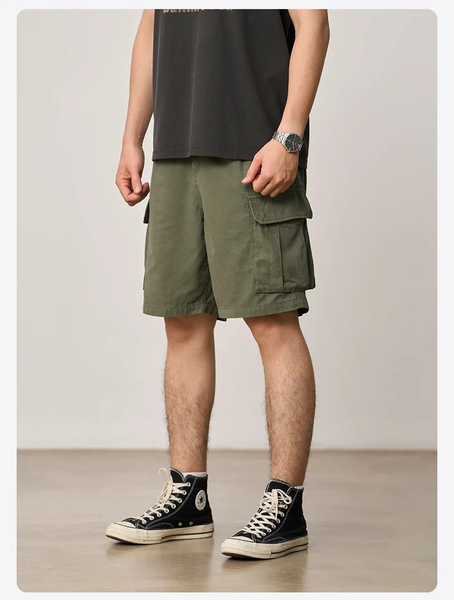 SIMWOOD 2026 Summer New Oversize 215gsm Tencel Lyocell Blend Fabric Cargo Shorts Men Fashion Outdoor Wear