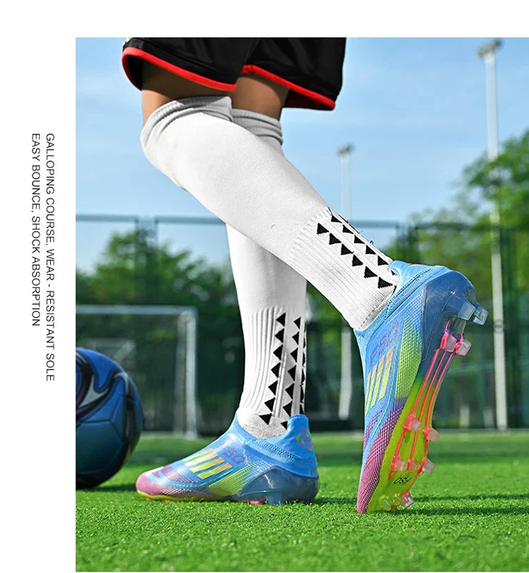 NEW Without-lace F50+ Mens Soccer Shoes Boys Training Non-Slip Turf Soccer Cleats TF/FG Football Sneakers Chuteira Campo 35-45