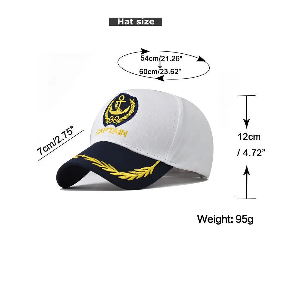 Men Women Baseball Caps Nautical Marine Sailor Navy Captain Hats Adjustable Cotton Hat for Party Performance Costume Cosplay Y2K
