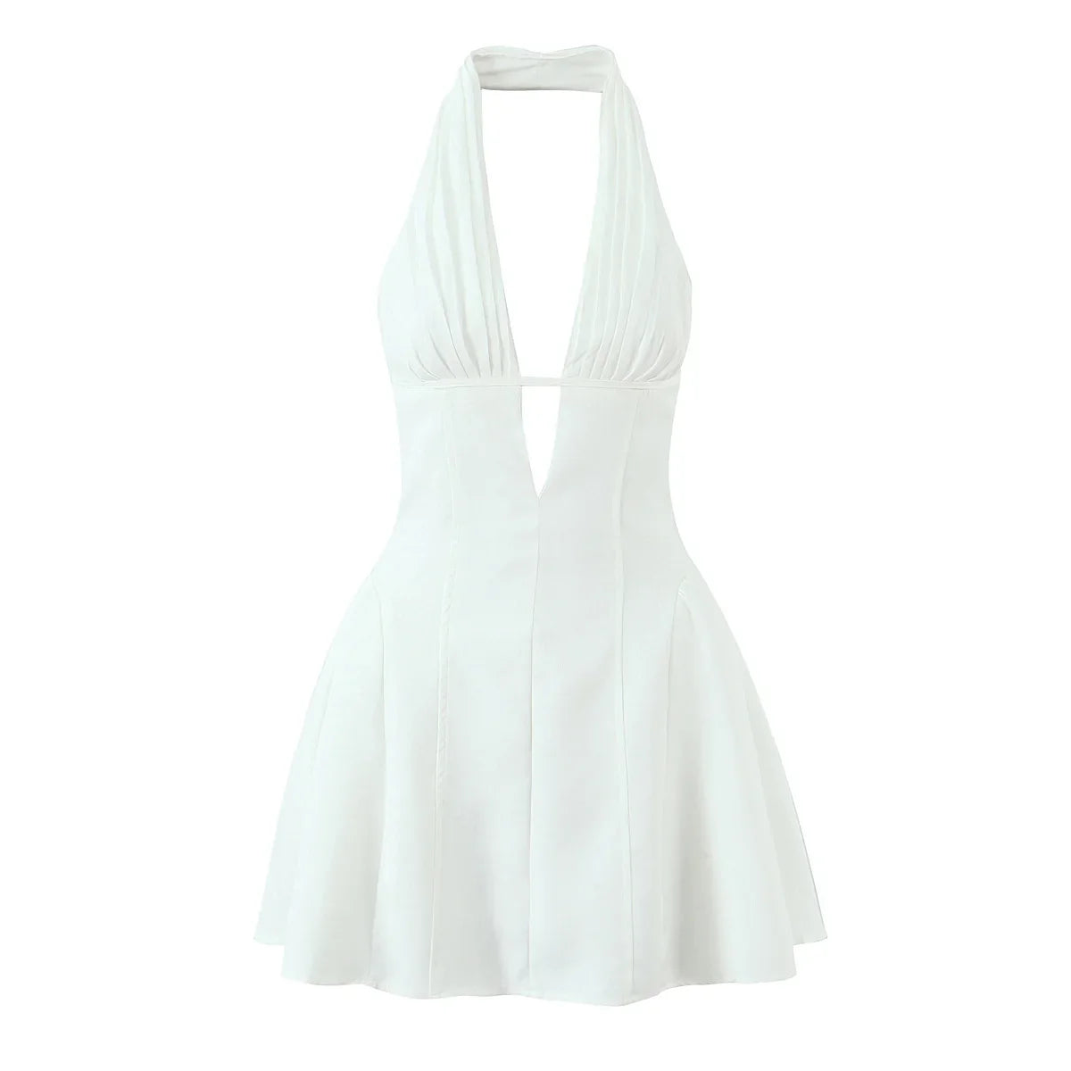 French Style Retro Polka Dot Deep V Halter Dress Women Sexy Backless A-line Slim Sweet Elegant Mini Dresses Summer Robe