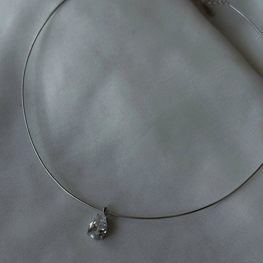 1.8carat Solitaire Pear Cut Moissanite Diamond Pendant Necklace 925 Sterling Silver Waterdrop Shape Necklaces Choker for Women