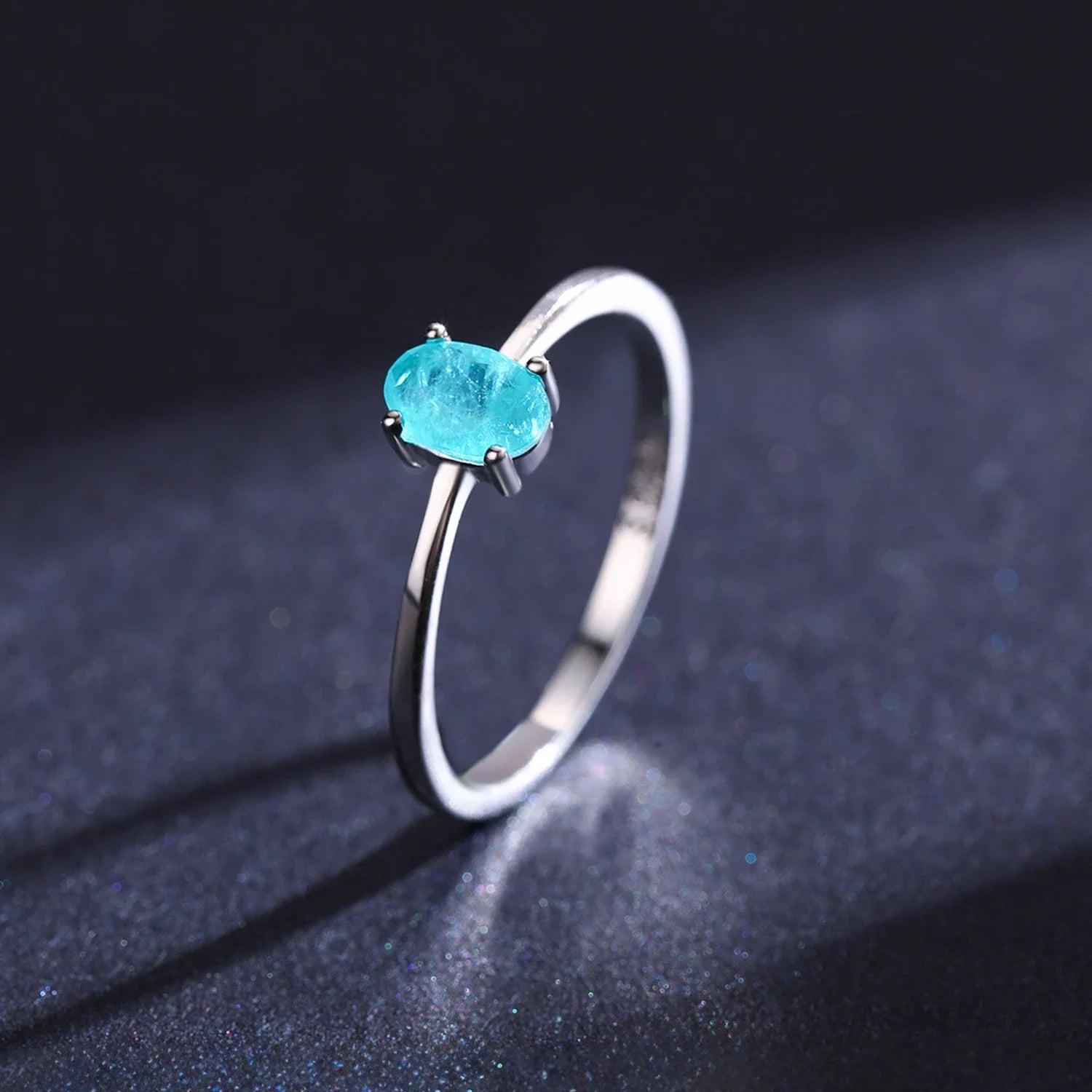 925 Sterling Silver Fashion Oval Finger Rings for Women Elegant Paraiba Tourmaline Engagement Wedding Statement Jewelry