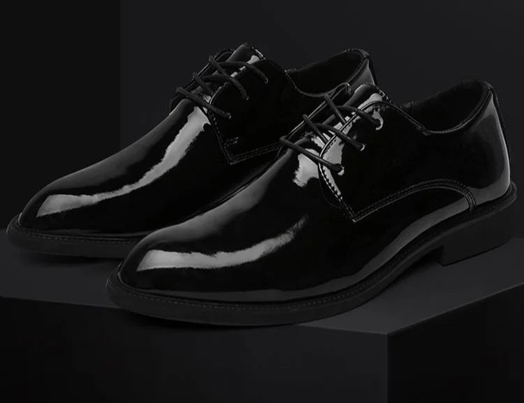 Autumn Winter Bright Upper Business Patent Leather Dress Shoes Man 2025 Trend Elegant Social Shoe for Men and Classic Party 39