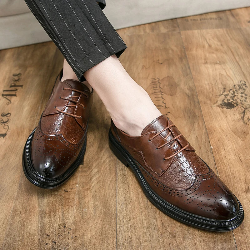 Designer Business Oxfords Formal Wedding Mens Derby Italian Original Crocodile Leather Dress Office Loafers Casual Shoes for Men