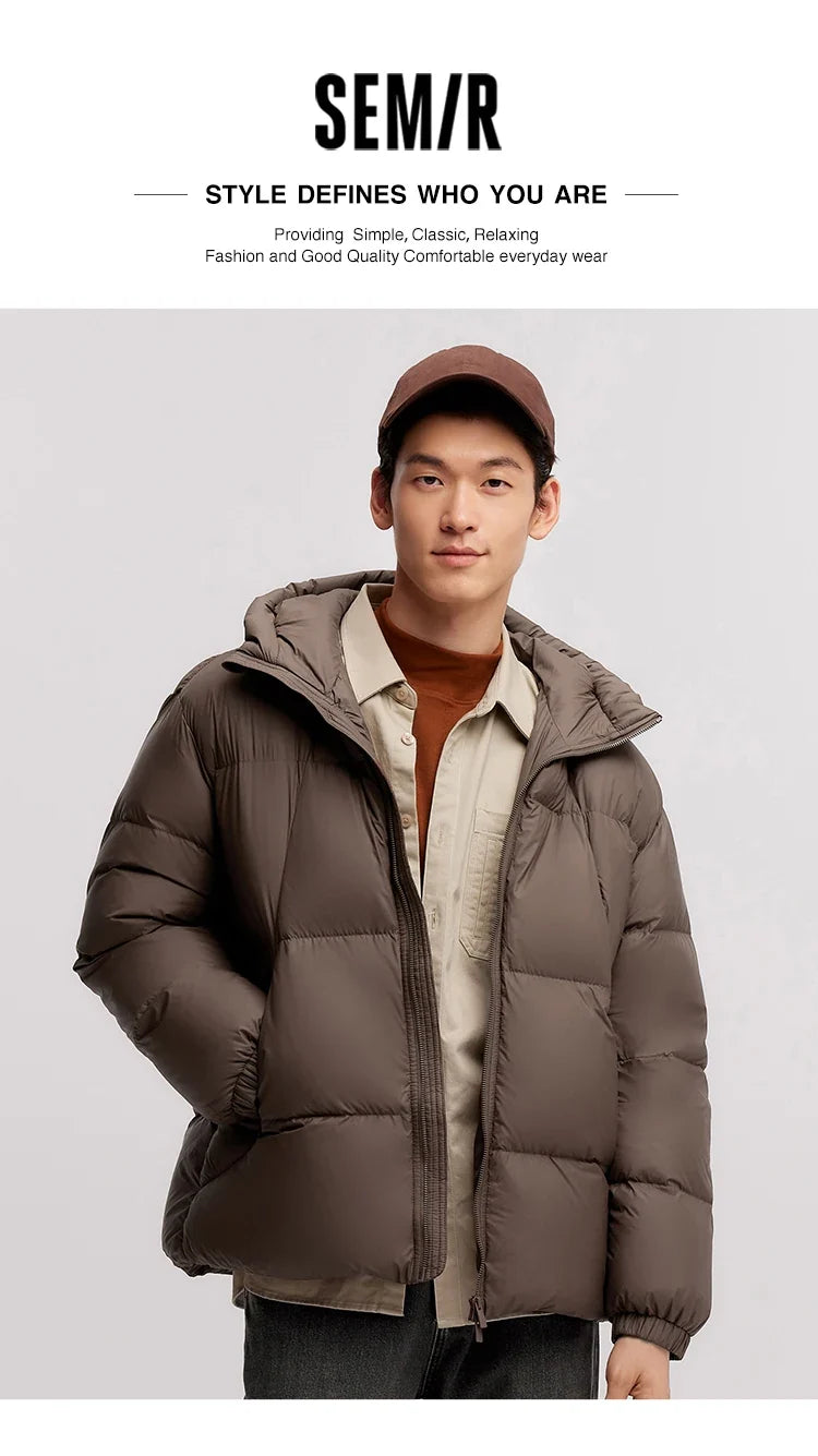 Down Jacket Men 2024 Winter New Thermal Three-Proof Couple Hooded Outerwear Solid Color Versatile Down Jacket