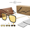 High Quality Tony Stark Square Sunglasses Photochromic Polarized Men Glasses Steampunk Women Driving Night Vision Goggles