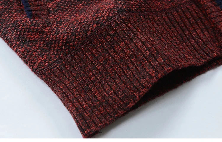 Men Plaid Cardigan V-neck Fleece Sweater Men's  Autumn Clothing Classic Cardigans Jacket Button Mens Knitting Outwear