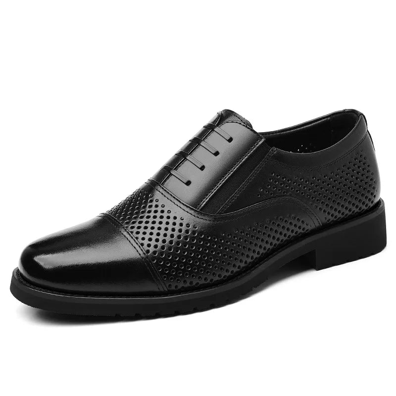 Breathable Hallow New Designer Cow Leather Shoes for Man Summer Autumn Fashion Business Casual Dress Shoes Loafers Man